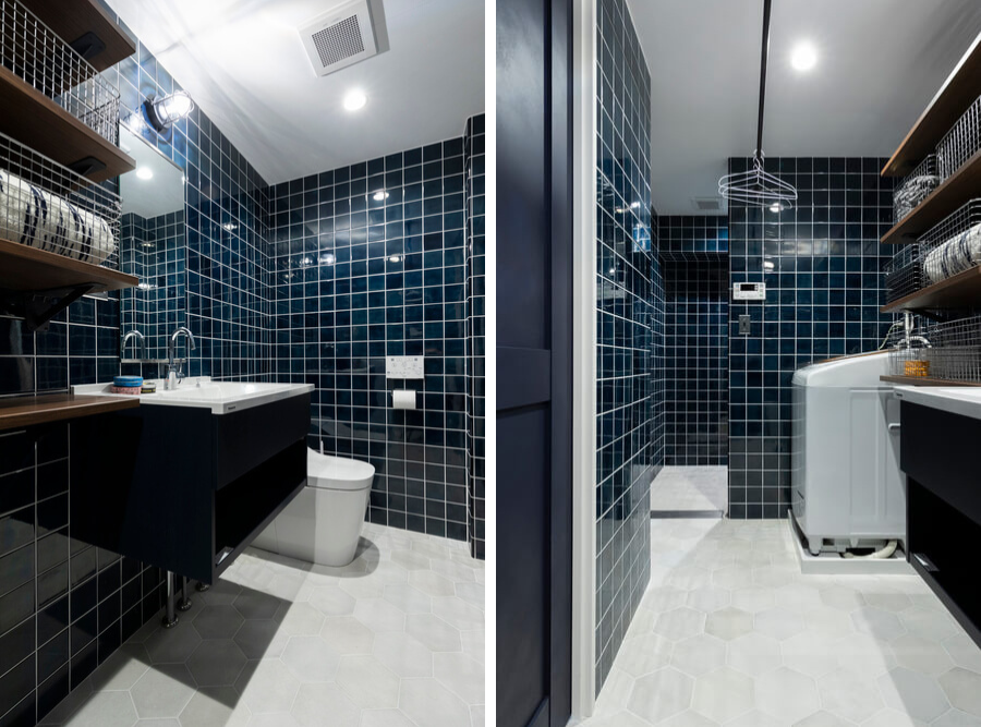 海外仕様のシャワーブースとサニタリー(事例:https://hikarinobe.com/constructioncase/case_0070/)