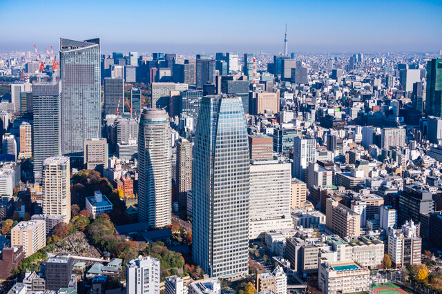 東京タワー展望台から望む、東京都市風景・千代田区方面